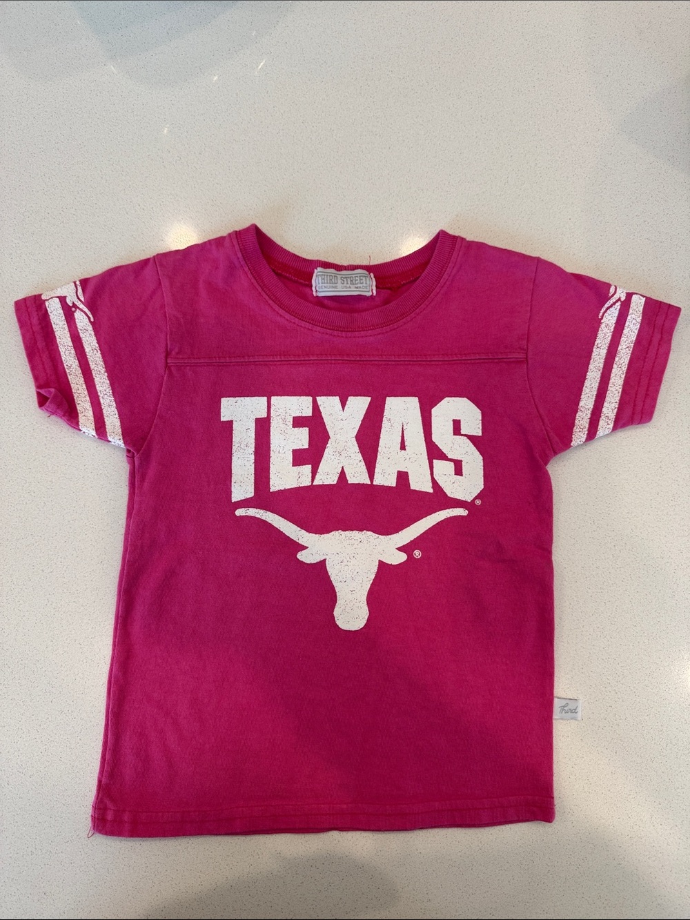 Third Street Texas Longhorns Vintage Style Baby Toddler Shirt Pink Short Sleeve